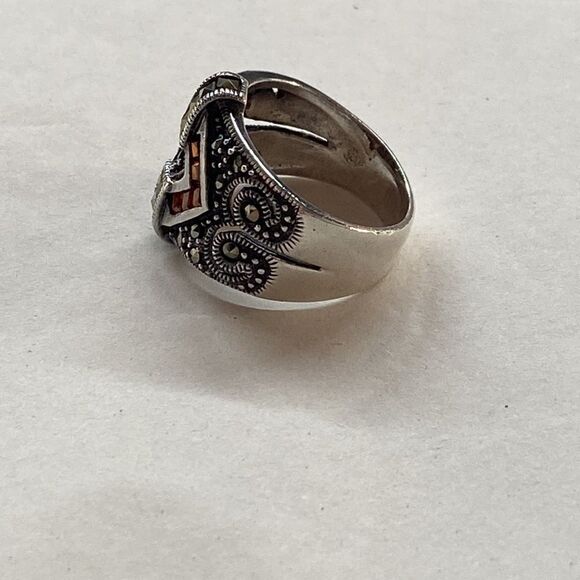Sterling Marcastie w Rust Crystals Ring - Picture 7 of 8